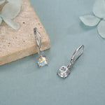 Aurora AB CZ Lever Back Hoop in Sterling Silver, 2 Sizes Available, 6mm or 6.5mm, Minimalist Simple AB Crystal Leverback Hoop Earrings