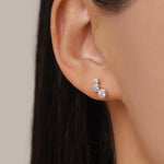 Extra Tiny CZ Trio Screw Back Earrings in Sterling Silver, Silver or Gold, Geometric Tiny Three CZ Bezel Barbell Earrings, Stacking Earrings