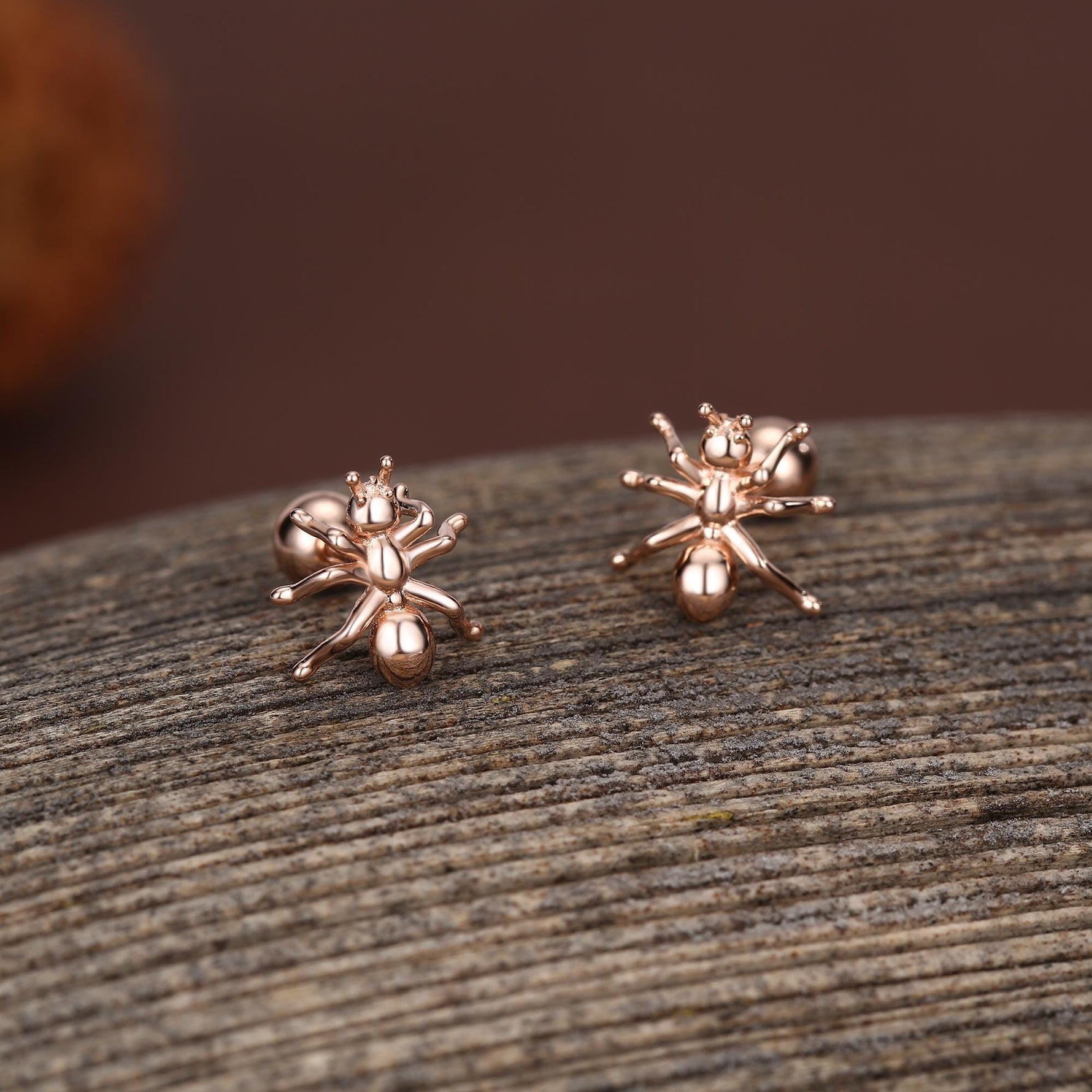 Sterling Silver Ant 18G Screw Back Earrings