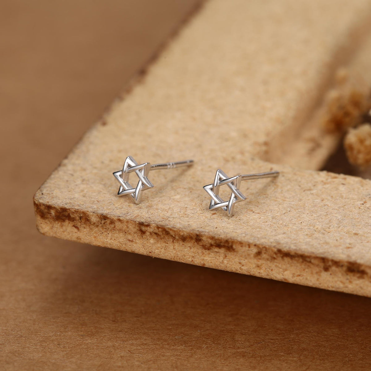 Sterling Silver Star of David Star Stud Earrings, Silver, Gold or Rose Gold, Dainty Star Earrings