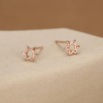 Sterling Silver Star of David Star Stud Earrings, Silver, Gold or Rose Gold, Dainty Star Earrings