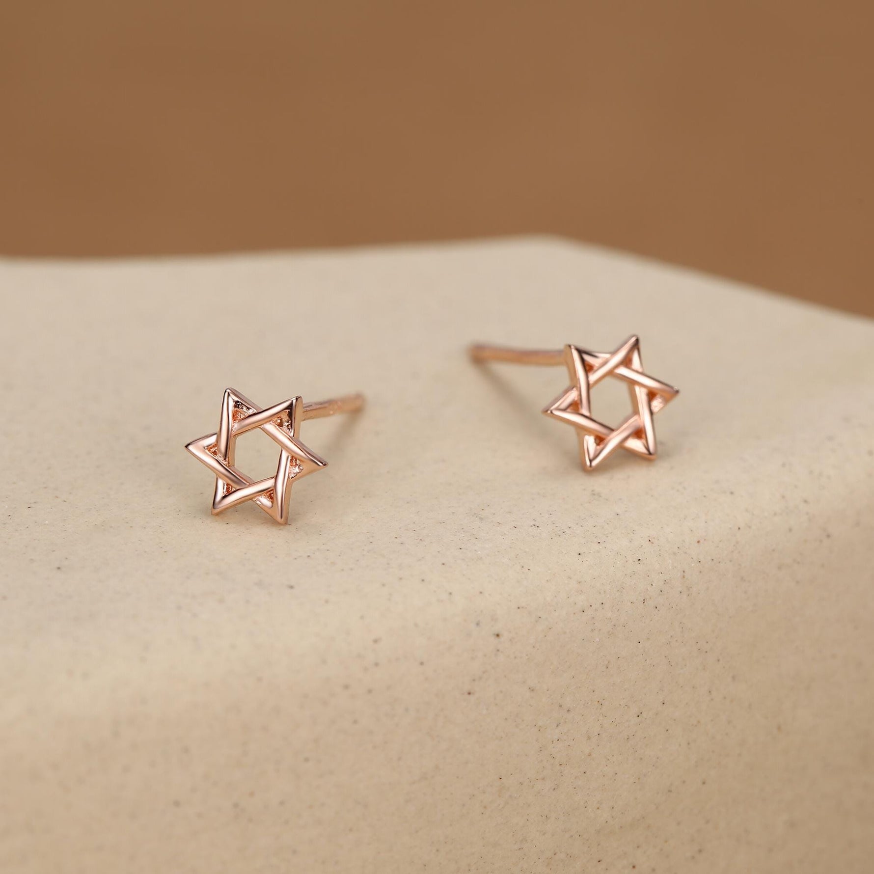 Sterling Silver Star of David Star Stud Earrings, Silver, Gold or Rose Gold, Dainty Star Earrings