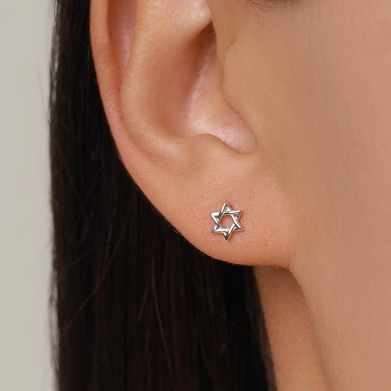 Sterling Silver Star of David Star Stud Earrings, Silver, Gold or Rose Gold, Dainty Star Earrings