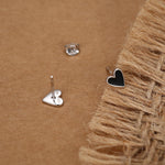 Sterling Silver Enamel Black Heart Stud Earrings
