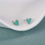 Sterling Silver Mint Green Heart Stud Earrings