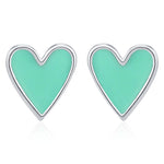 Sterling Silver Mint Green Heart Stud Earrings