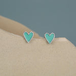 Sterling Silver Mint Green Heart Stud Earrings