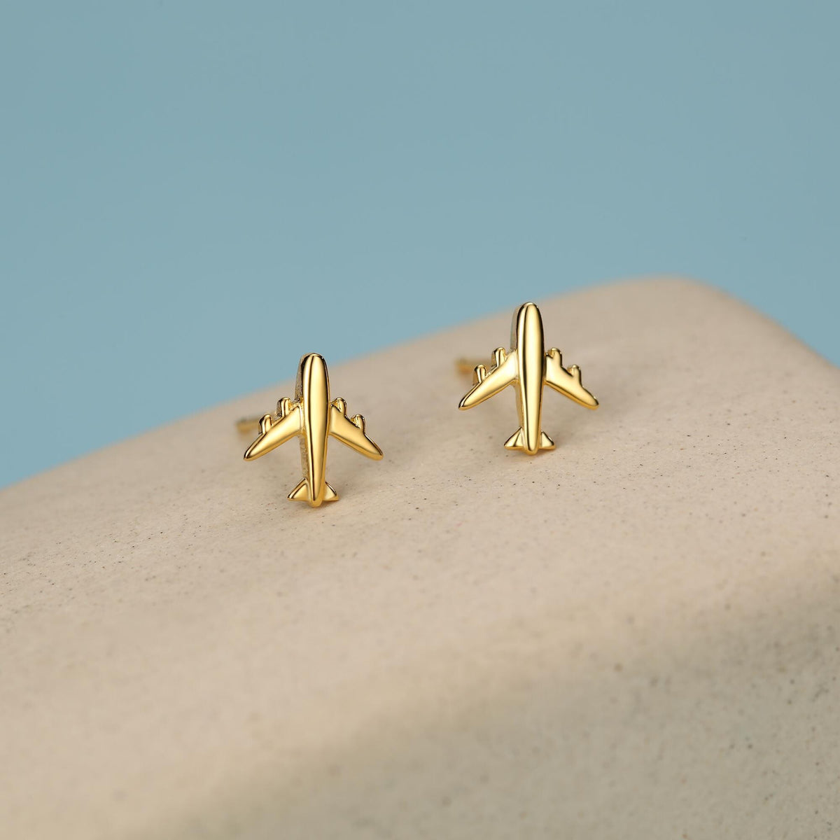 Tiny Plane Stud Earrings in Sterling Silver, Silver or Gold, Airplane Earrings, Stacking Earrings