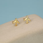 Tiny Plane Stud Earrings in Sterling Silver, Silver or Gold, Airplane Earrings, Stacking Earrings