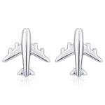 Tiny Plane Stud Earrings in Sterling Silver, Silver or Gold, Airplane Earrings, Stacking Earrings