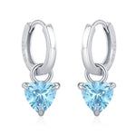 Sterling Silver Aquamarine Blue Trillion Cut CZ Hoop Earrings, Silver, Gold, Triangle Dangle Hoop Earrings, Interchangeable Charm