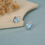 Sterling Silver Aquamarine Blue Trillion Cut CZ Earring Charms