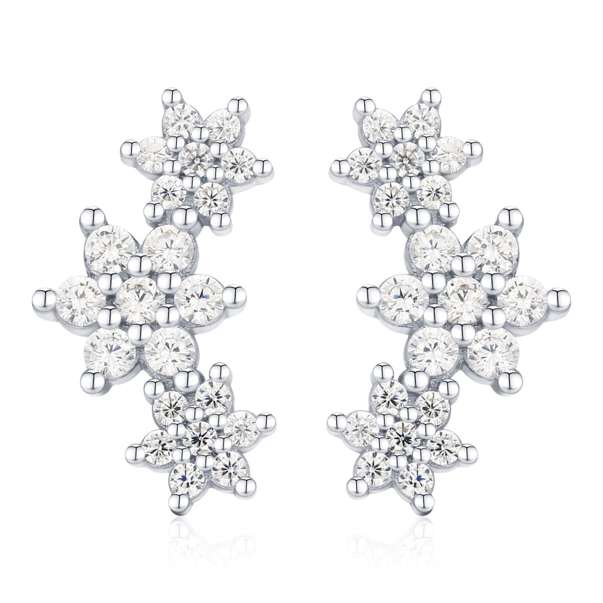 Tiny Flower Bouquet CZ Cluster Stud Earrings in Sterling Silver