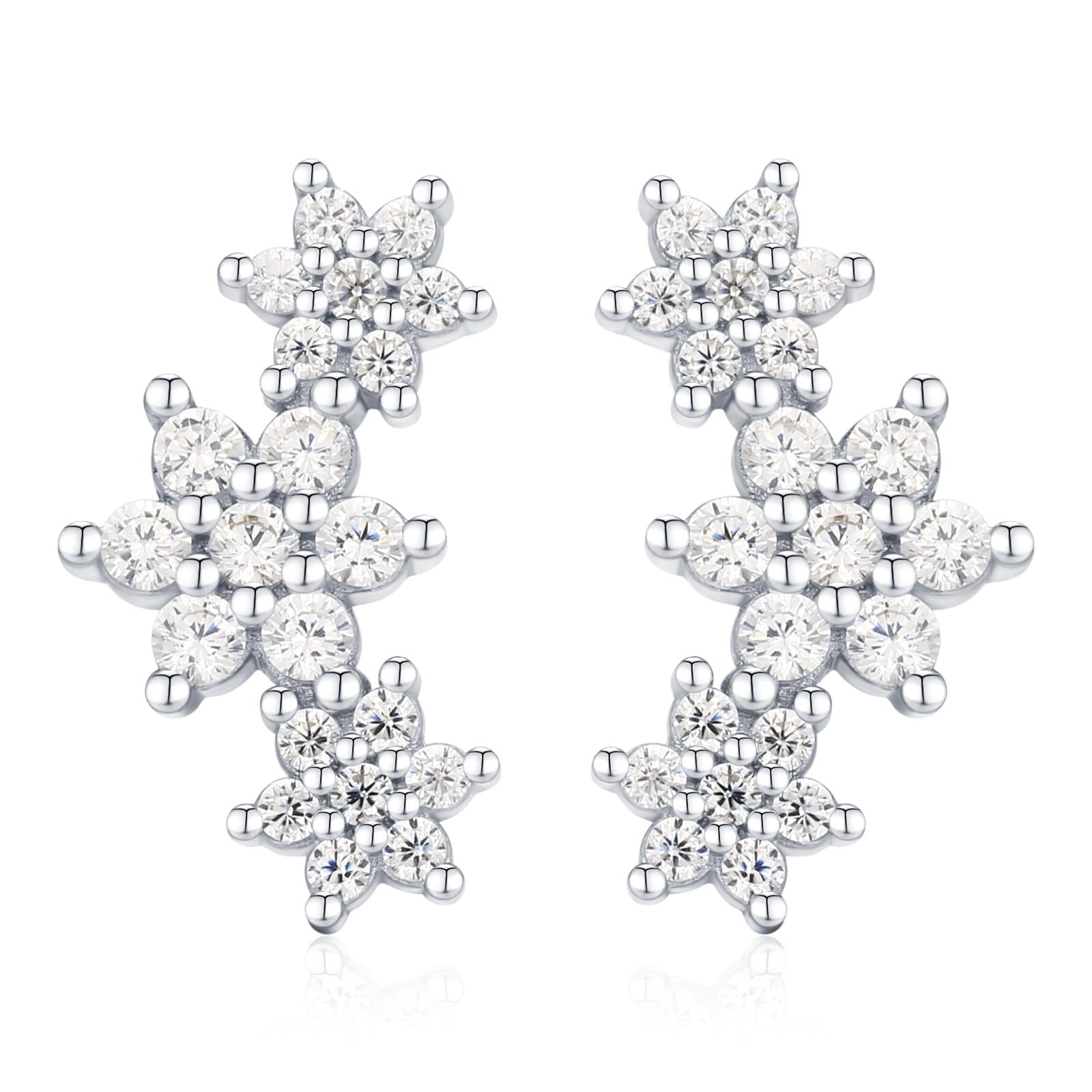 Tiny Flower Bouquet CZ Cluster Stud Earrings in Sterling Silver