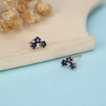 Tiny Star Shape Sappire Blue CZ Trio Stud Earrings in Sterling Silver, Silver, Gold or Rose Gold, Three Star Earrings, Celestial