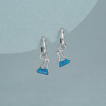Sterling Silver Chemistry Flask Charm Hoop Earrings