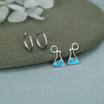 Sterling Silver Chemistry Flask Earring Charms for Hoop Earrings