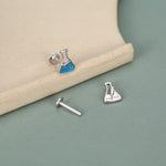 Sterling Silver Chemistry Flask 16G Flat Back Earrings