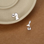 Sterling Silver Chess Knight and Queen 16G Flat Back Earrings