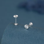 Sterling Silver Sunburst Disk 16G Flat Back Earrings