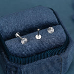 Sterling Silver Sunburst Disk 16G Flat Back Earrings