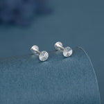 Sterling Silver Sunburst Disk 16G Flat Back Earrings
