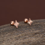 Sterling Silver Sunburst Kite 18G Screw Back Earrings