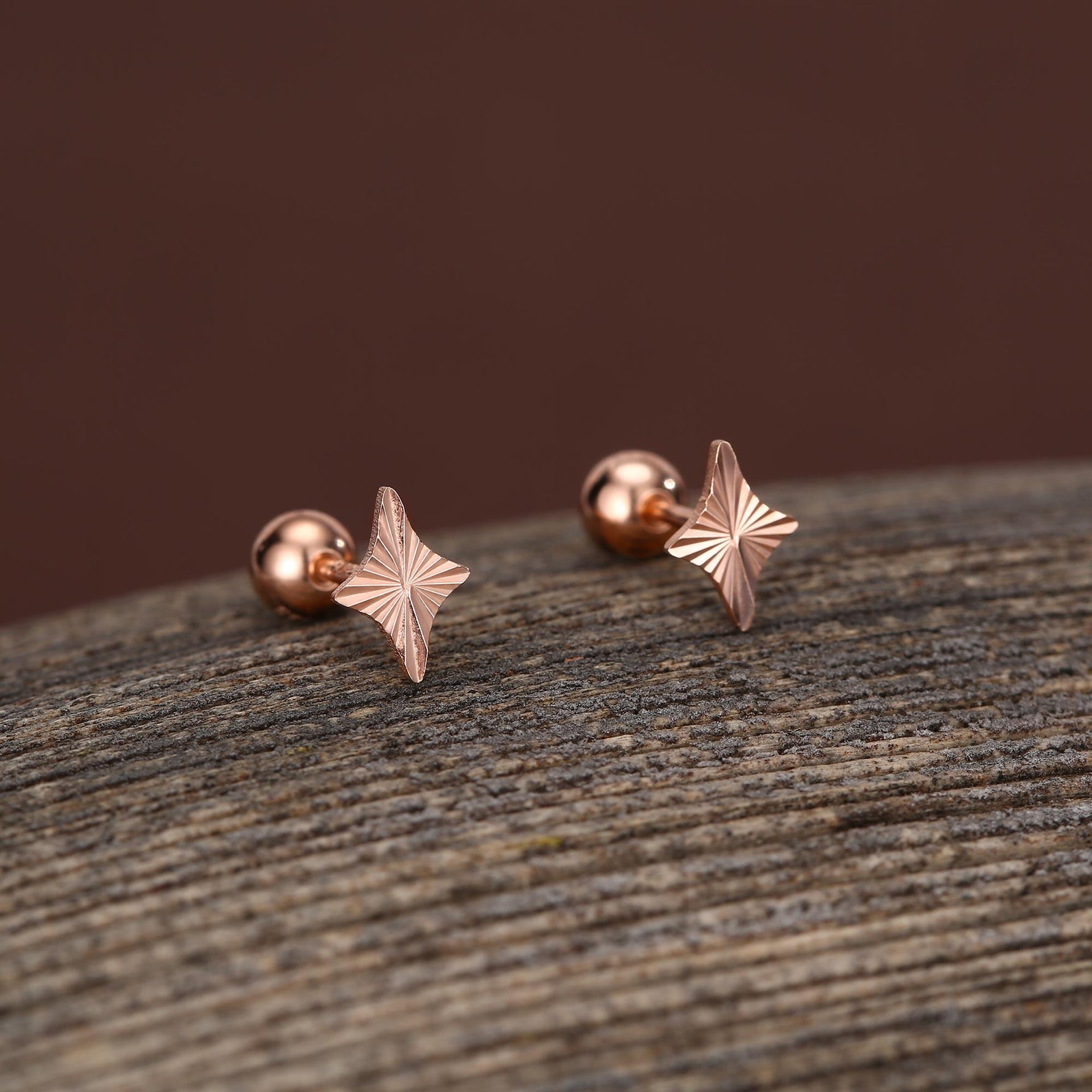 Sterling Silver Sunburst Kite 18G Screw Back Earrings