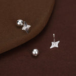Sterling Silver Sunburst Kite 18G Screw Back Earrings