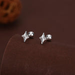 Sterling Silver Sunburst Kite 18G Screw Back Earrings