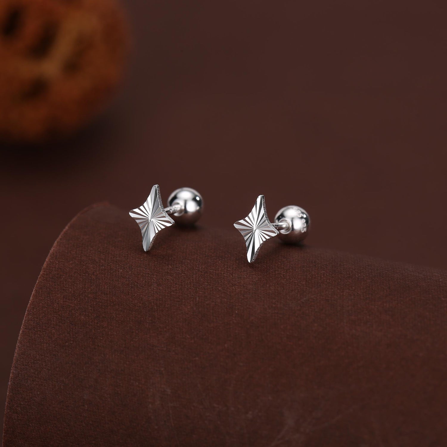 Sterling Silver Sunburst Kite 18G Screw Back Earrings
