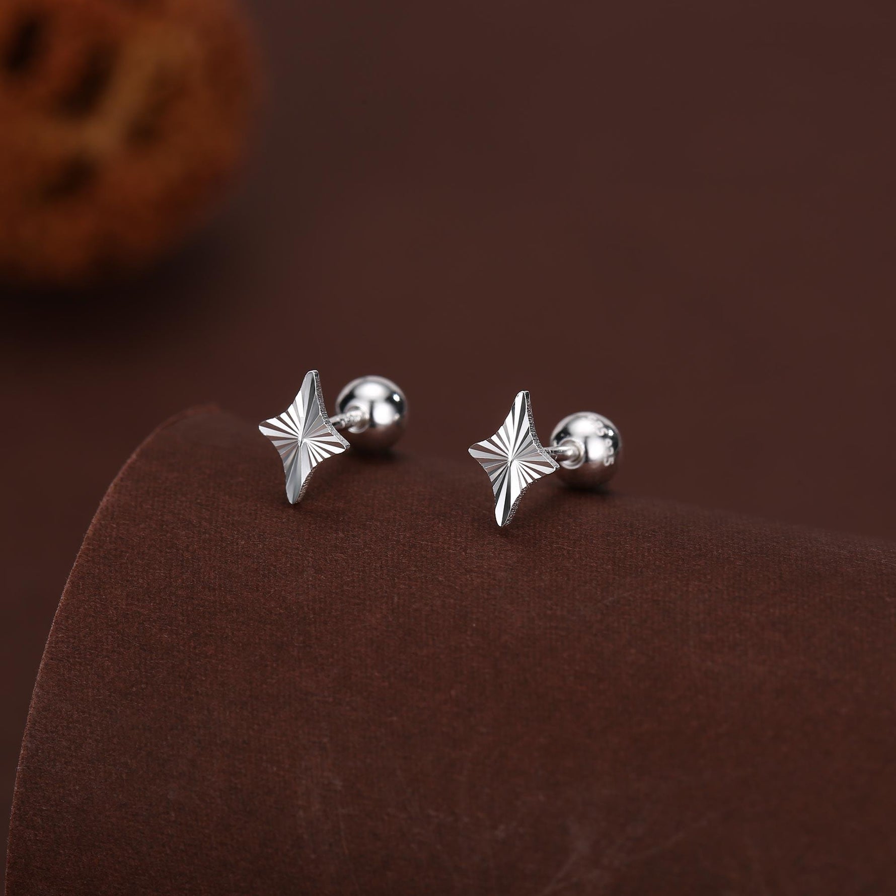 Sterling Silver Sunburst Kite 18G Screw Back Earrings