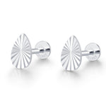 Sterling Silver Sunburst Teardrop 16G Flat Back Earrings