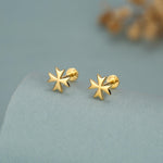 Sterling Silver Maltese Cross 16G Flat Back Earrings