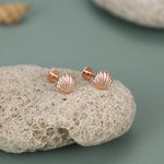 Sterling Silver Seashell 16G Flat Back Earrings