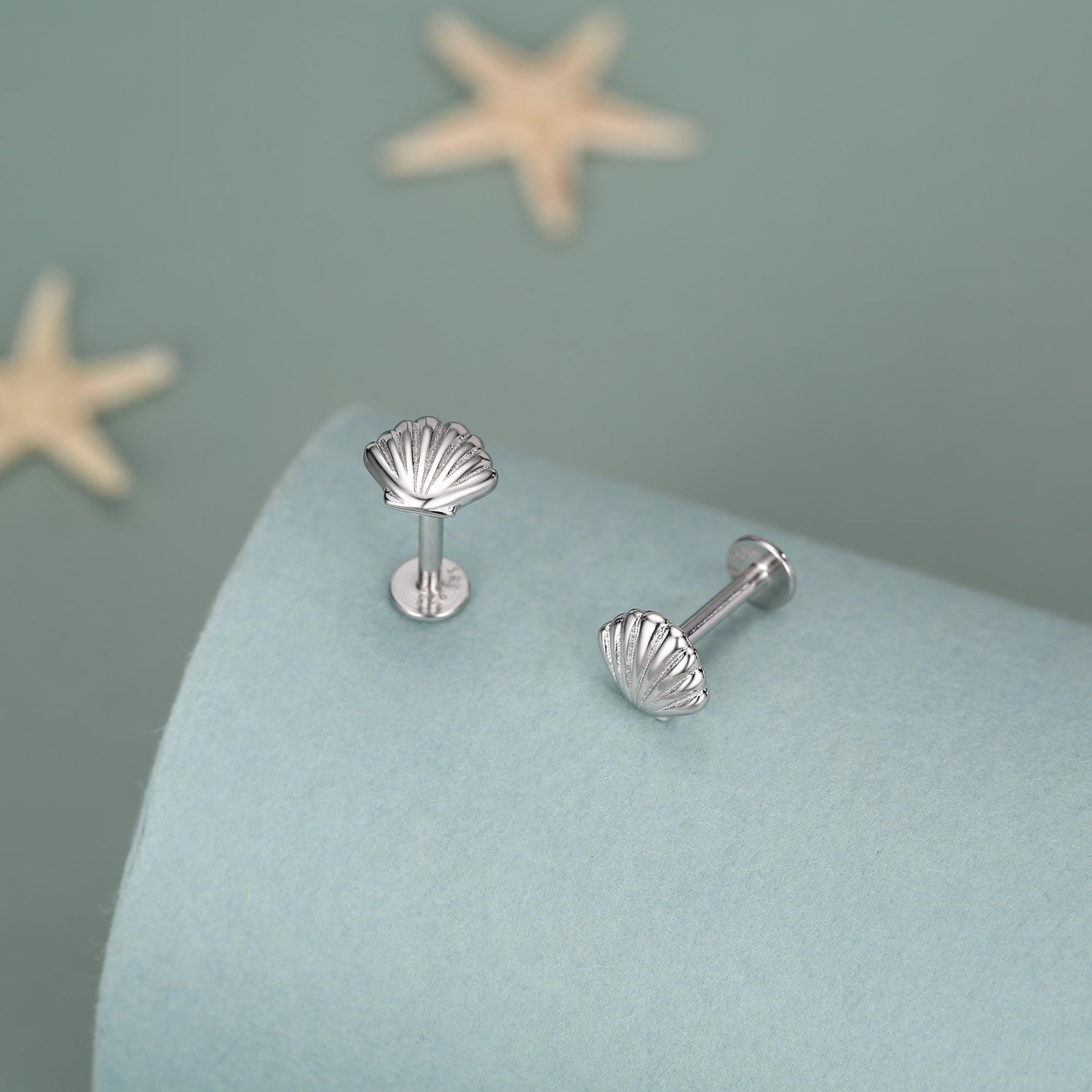 Seashell 16G Flat Back Studs