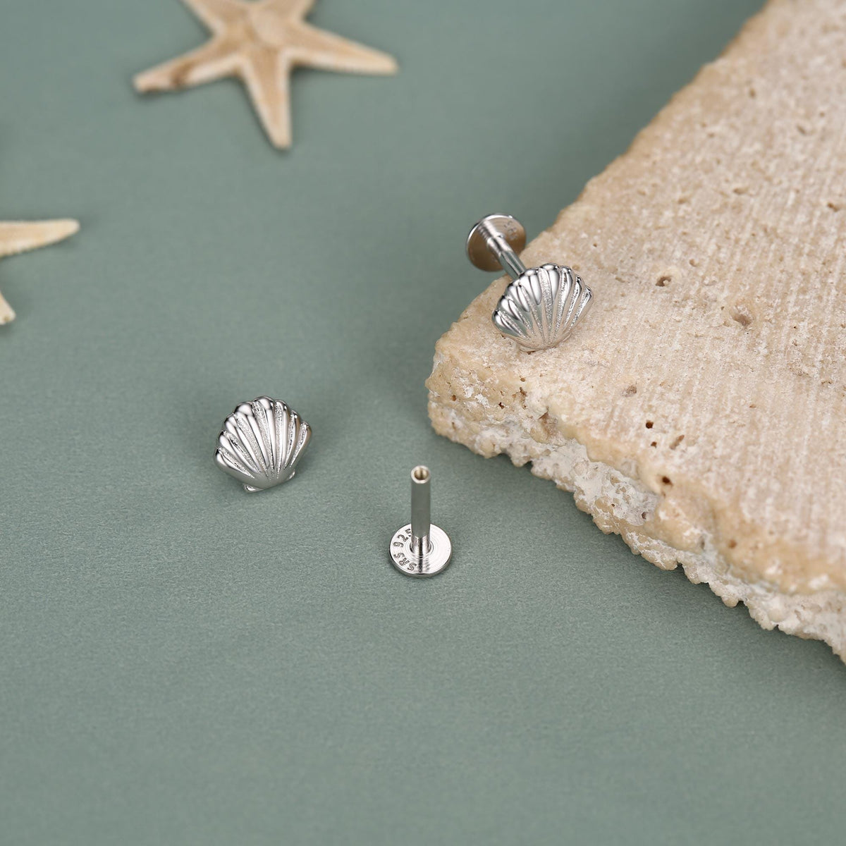 Seashell 16G Flat Back Studs