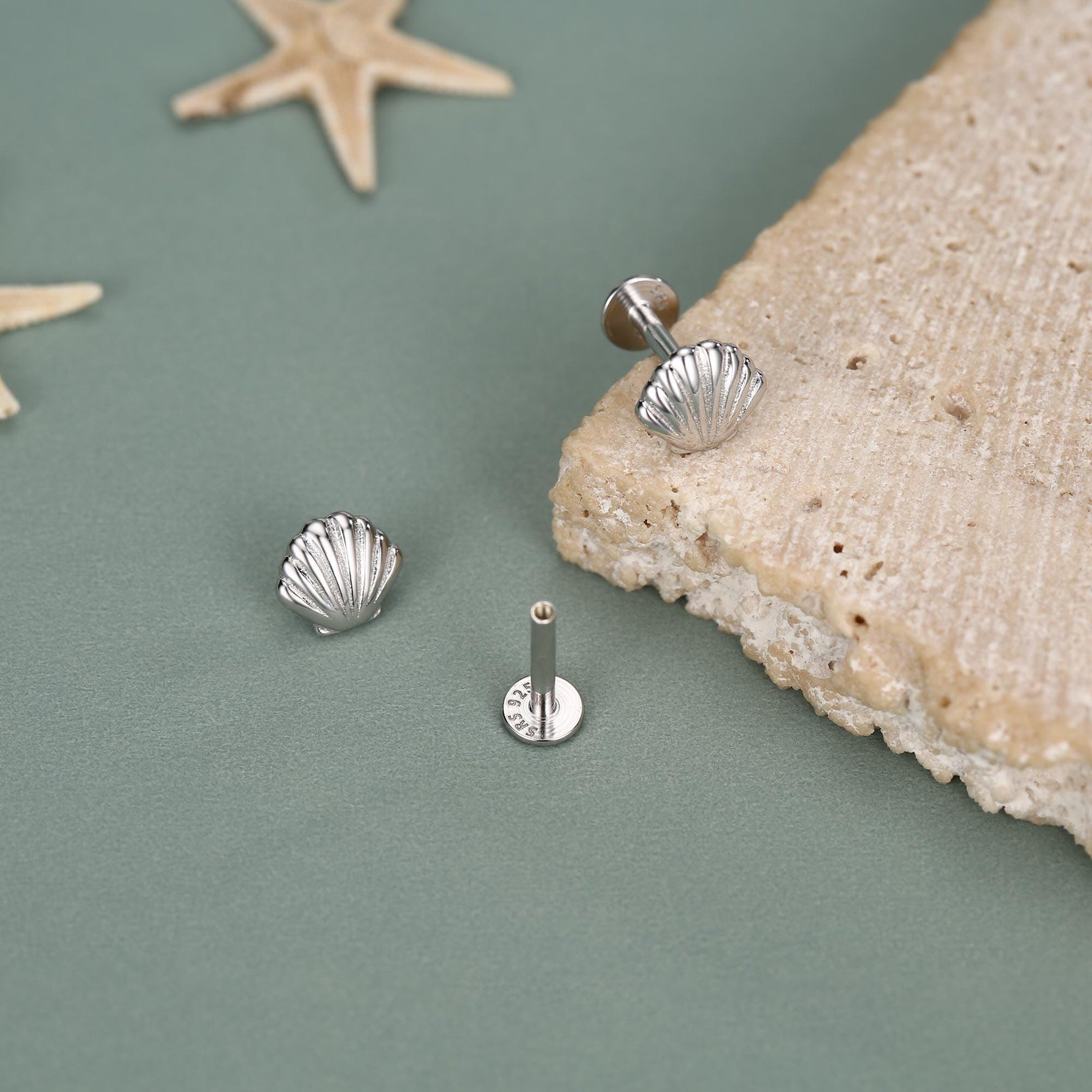 Seashell 16G Flat Back Studs