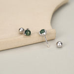 Sterling Silver Moss Agate 18G Screw Back Earrings