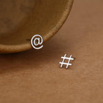 Sterling Silver @ and Hashtag Stud Earrings