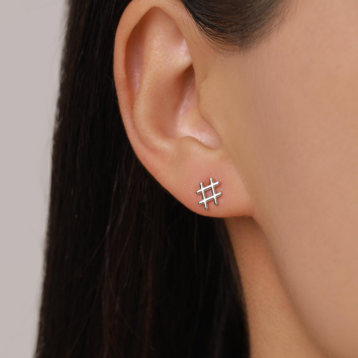 Sterling Silver @ and Hashtag Stud Earrings