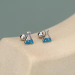 Sterling Silver Chemistry Flask 18G Screw Back Earrings