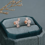 Sterling Silver CZ Snowflake Flower 16G Flat Back Earrings