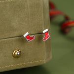 Sterling Silver Christmas Stocking Stud Earrings