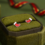 Sterling Silver Christmas Stocking Stud Earrings