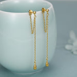 Sterling Silver Teardrop Chain Threader Earrings