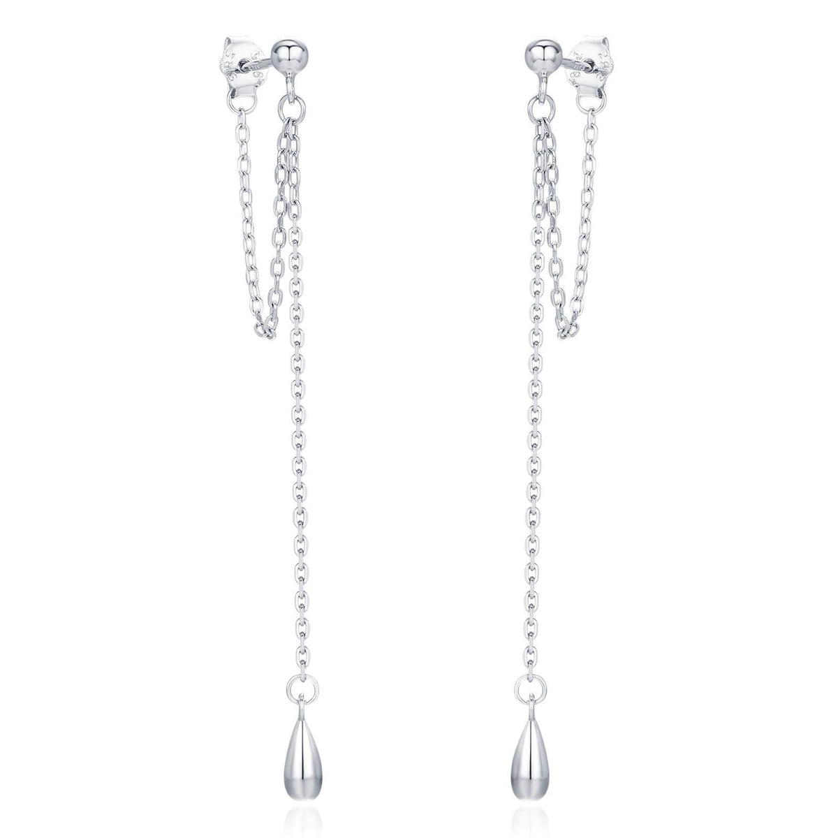 Sterling Silver Teardrop Chain Threader Earrings