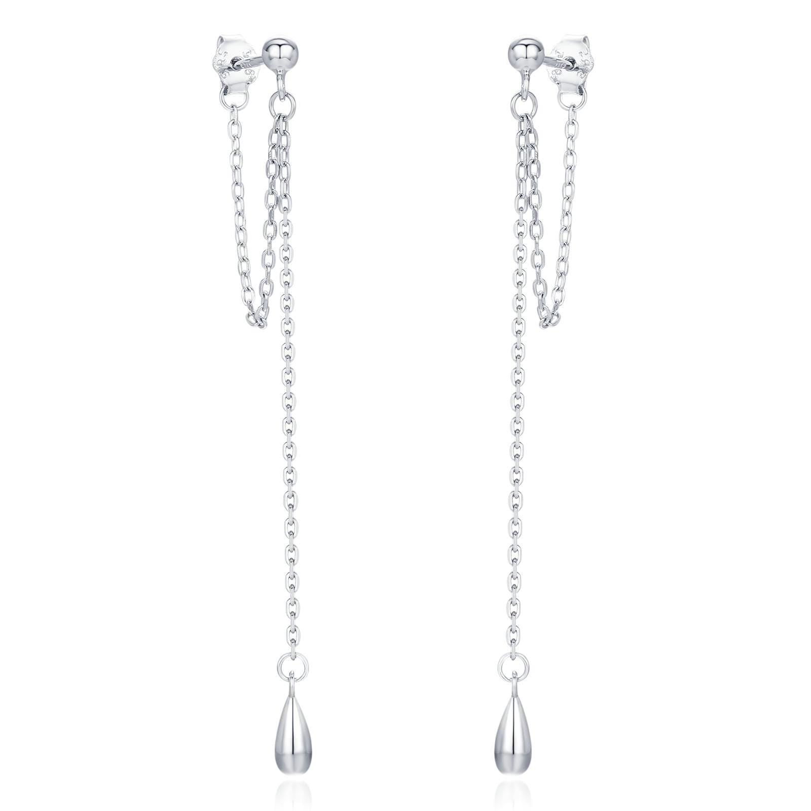 Sterling Silver Teardrop Chain Threader Earrings