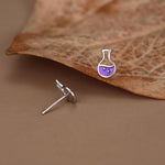 Sterling Silver Purple Potion Bottle Stud Earrings