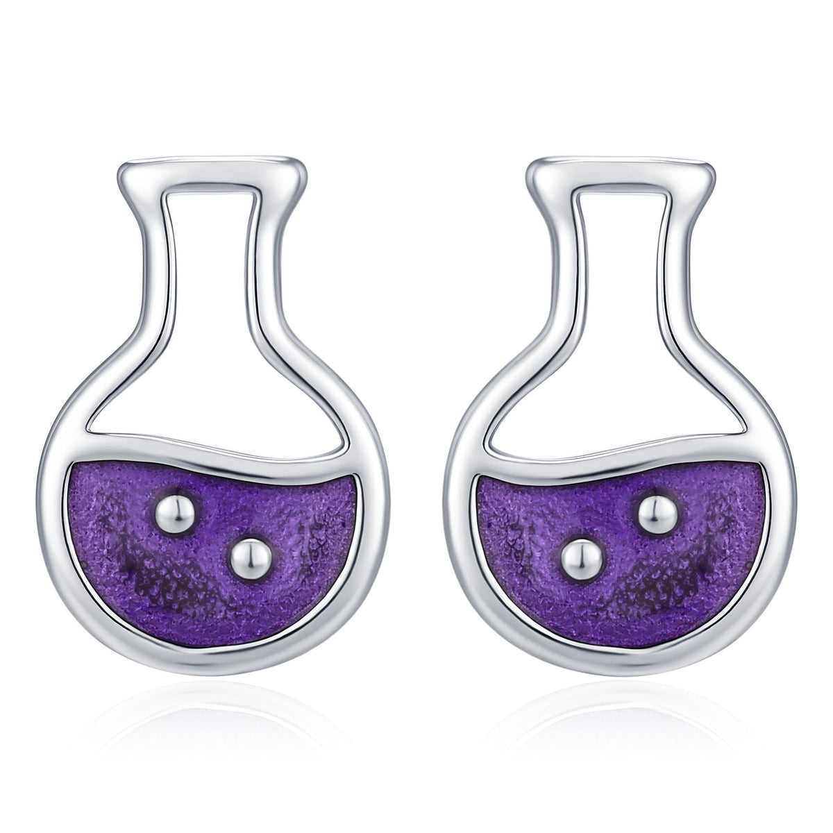 Sterling Silver Purple Potion Bottle Stud Earrings